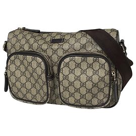 Bolsa de ombro Gucci GUCCI em lona revestida marrom