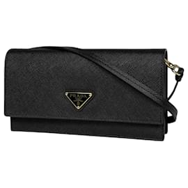 Mini borsa a tracolla Prada in pelle Saffiano nera