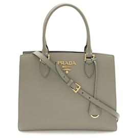 Prada Saffiano Leder Handtasche in Grau