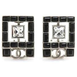 Orecchini a clip Chanel nero e argento