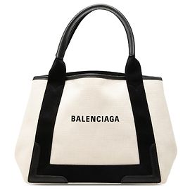 Borsa Tote Balenciaga White Canvas Navy Cabas Tote S