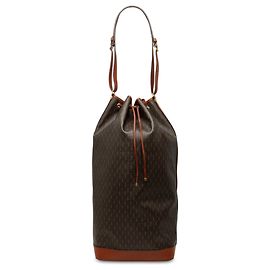 Borsa Bucket Long Le Monogramme in Tela Cerata Marrone Saint Laurent