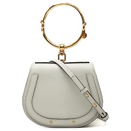 Borsa a tracolla Nile in pelle grigia piccola Chloé