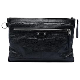 Clutch Balenciaga Black Lambskin Motocross Classic Clip Clutch M