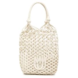 Miu Miu Bucket Bag aus weißem Nappa-Makramee