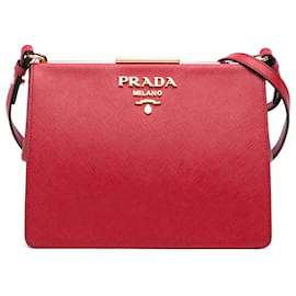 Borsa a tracolla Prada Red Saffiano and City Calf Light Frame