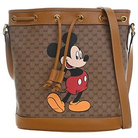 Borsa a secchiello Gucci Beige Micro GG Supreme Mickey Mouse