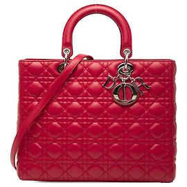 Lady Dior in agnello cannage rosso grande