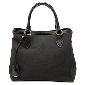 Bolso satchel de lona canapa negra con logotipo Prada