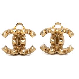 Orecchini Chanel Gold CC placcati oro con punte a clip