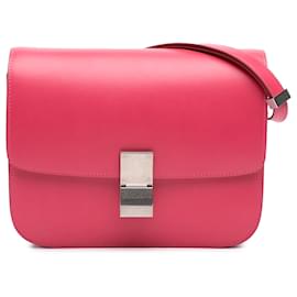 Celine Borsa Classic Box in pelle di vitello rosa, misura Medium - Céline