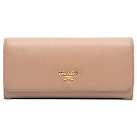Prada Beige Saffiano Continental Flap Wallet