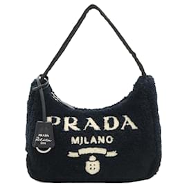 Bolsa de ombro Prada Black Mini Terry Re Edition 2000
