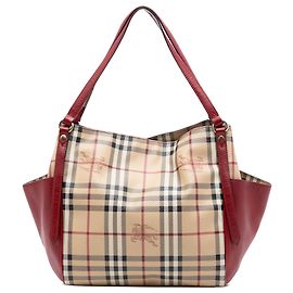 Burberry Canterbury Tote aus Haymarket Check beschichtetem Canvas mit Lederbesatz in Beige, klein