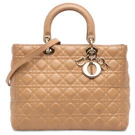 Dior Beige Large Lambskin Cannage Lady Dior