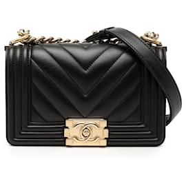 Chanel Black Small Chevron Lambskin Boy Flap