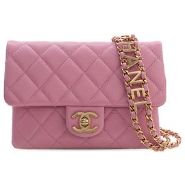 Chanel Pink Quilted Caviar Pick Me Up Flap Belt Bag