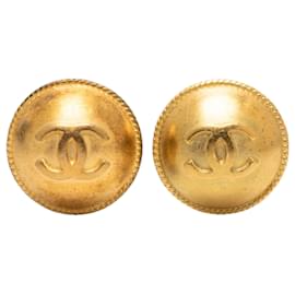Orecchini Chanel Gold CC placcati oro rotondi con clip