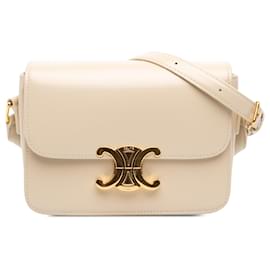 Celine Borsa a tracolla Triomphe in pelle di vitello lucida marrone Teen - Céline
