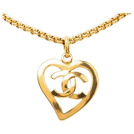 Collana con pendente a cuore Chanel Gold CC placcato oro