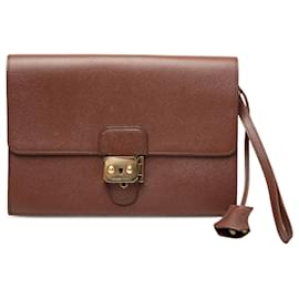 Hermès Brown Courchevel Jet Pochette Clutch