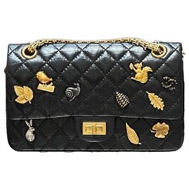 Borsa Chanel 2.55 Small Flap Bag in pelle nera decorata