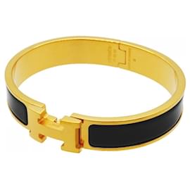 Hermes Bangle Clic Clac PM GP Plated Gold Black - Hermès