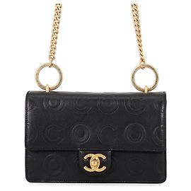 Bolso de hombro con cadena en piel de becerro negro Chanel
