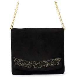 Borsa a tracolla con catena in scamosciato nero Salvatore Ferragamo