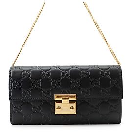 Carteira de corrente preta Gucci