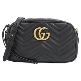 Gucci GG Marmont Schultertasche aus schwarzem Leder