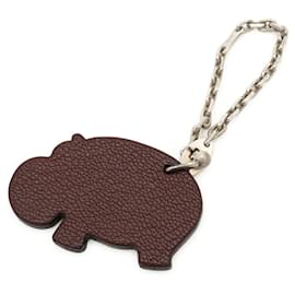 Hermes Chevre Leather Keyring in Brown and Green - Hermès