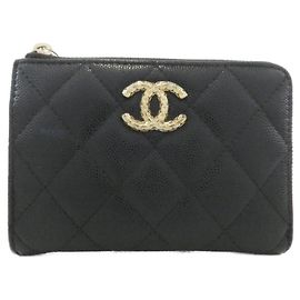 Monedero Chanel de piel de becerro granulado negro