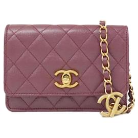 Chanel AP3480 Bordeaux Grained Calfskin Chain Shoulder Wallet