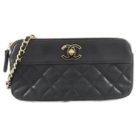 Chanel 70118 Portafoglio con catena in pelle nera