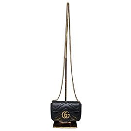 Borsa a tracolla/crossbody GUCCI Calfskin Matelasse Super Mini GG Marmont Nera