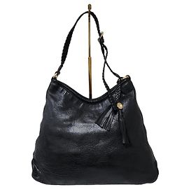 GUCCI Borsa Hobo Marrakech in pelle di vitello martellata Media Nera