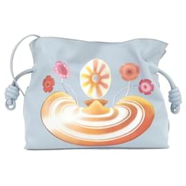 Clutch Flamenco in pelle azzurro chiaro Loewe