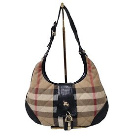 Borsa hobo Brooke in tela Quilted House Check e pelle Burberry Beige/Nero