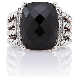 David Yurman Wheaton Ring aus Sterlingsilber, Diamant und Onyx - Größe 8