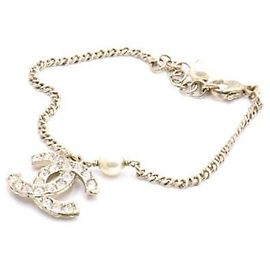 Chanel Pulsera de perlas para mujer con logotipo CC de cristal