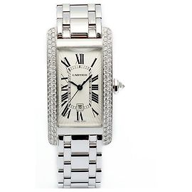 Cartier Orologio Tank American White Gold Large Unisex Oro Scatola di Garanzia