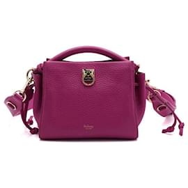 Mulberry Mini borsa tote e borsa a tracolla Iris in pelle martellata Rosa