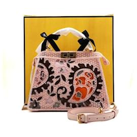 Fendi Borsa Tote Medium SEE YOU in PVC macramé rosa Peekaboo