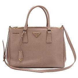Prada Saffiano Lux Pink Double Zip Tote Bag
