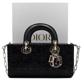 Bolso tote y bandolera Lady D-Joy Small de algodón con microcuentas negro, Edición Limitada - Dior