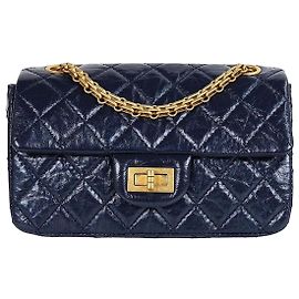 Chanel Mini Flap Vintage Non Usata Navy con Hardware Oro e Interno Chip