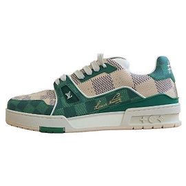 Louis Vuitton Trainer Damier em couro verde não utilizado