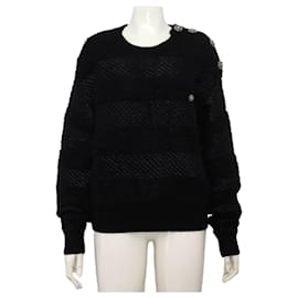 Chanel Schwarzer Strick aus Kaschmir-Mischung mit Knopfdetails für Damen