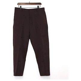 Dior Virgin Wool Burgundy Button Detail Women's Suit Pants